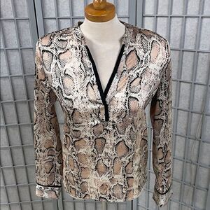 Tristan Snake Pattern Blouse in Beige and Black